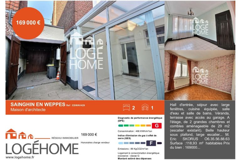 Vente maison à Sainghin-en-Weppes - Ref.ESWAV429 - Image 1